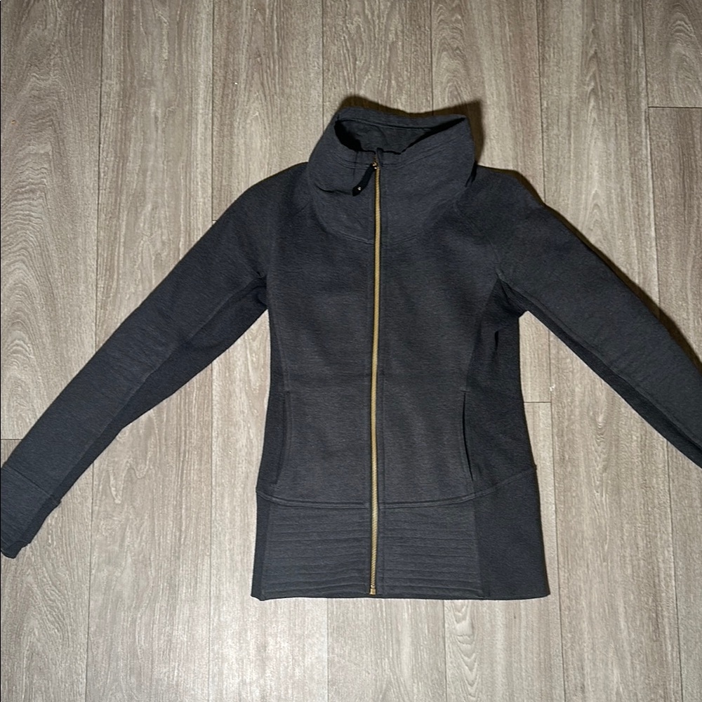 Black Zip-Up Jacket with Gold Zipper
